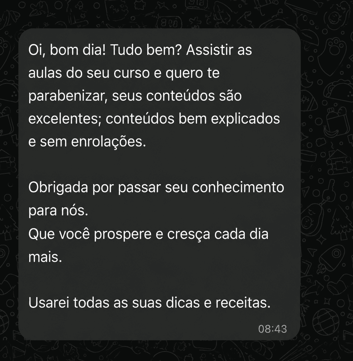 Feedback real de aluno do Método Açaí Gourmet na Garrafa Lucrativo